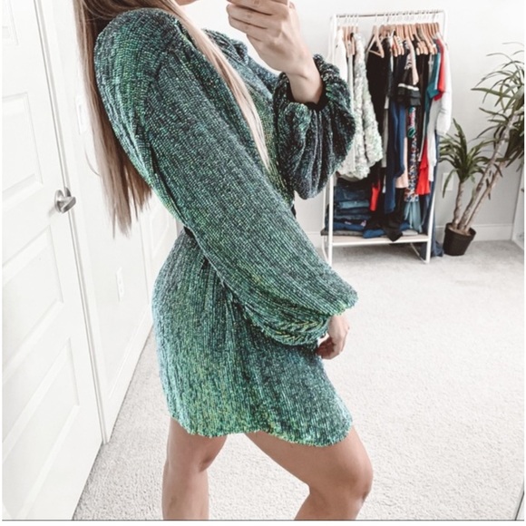 Retrofete Grace Dress – Metallic Turquoise Size S - Picture 4 of 14